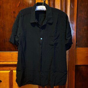 Croft & Barrow Men’s Black 100% Silk Short Sleeve Button Down Shirt Size Large